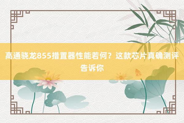 高通骁龙855措置器性能若何？这款芯片真确测评告诉你